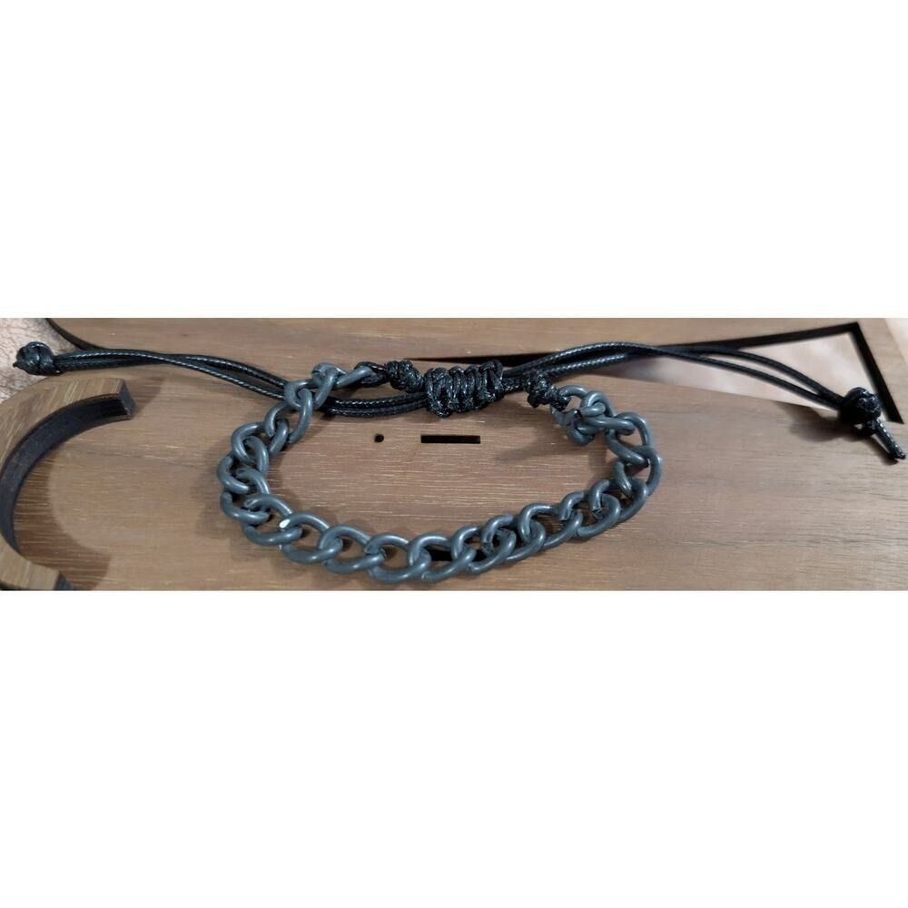 New Dark Metal Chain Link Bracelet Adjustable Mens Womens